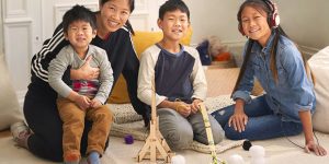 Sandra, Founder & CEO of KiwiCo, and her 3 kids